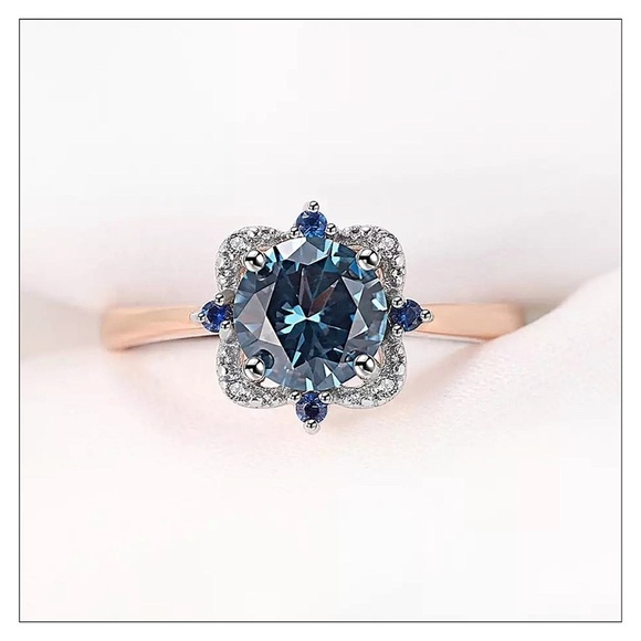 NEW Sterling Silver & Rose Gold Light Blue Topaz With London Blue Topaz … - Picture 2 of 5